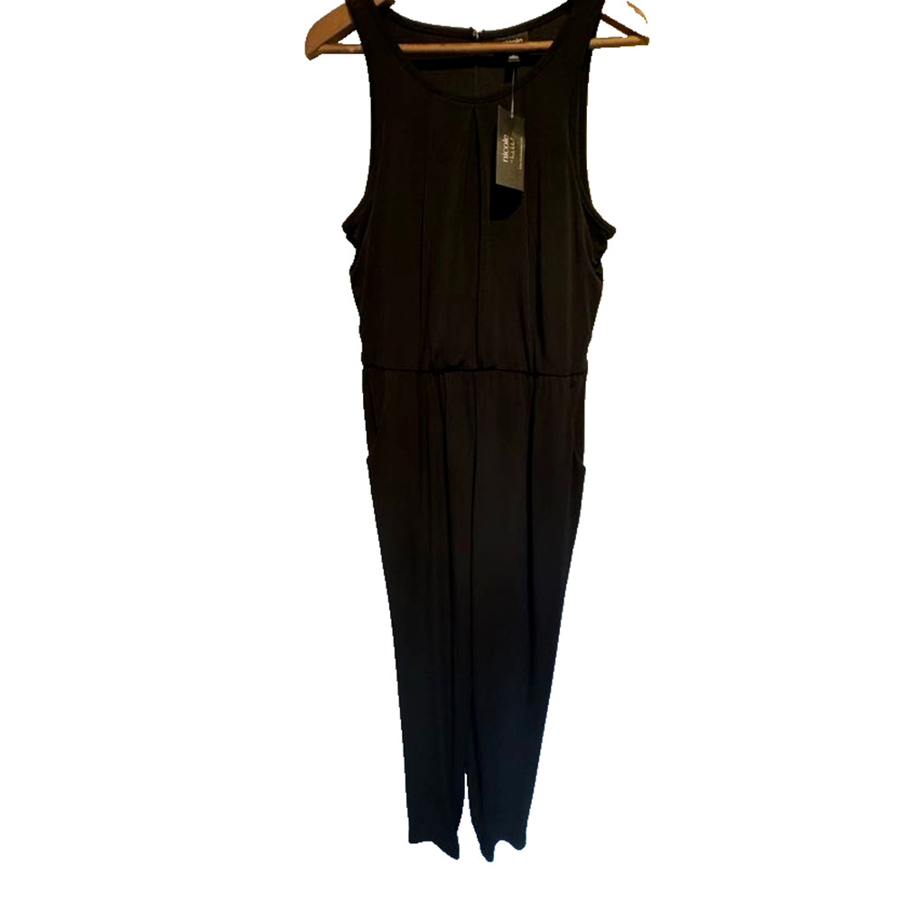 Nicole Miller New York Jumpsuit Black Medium Sleeveless One Piece Jogger Pants\